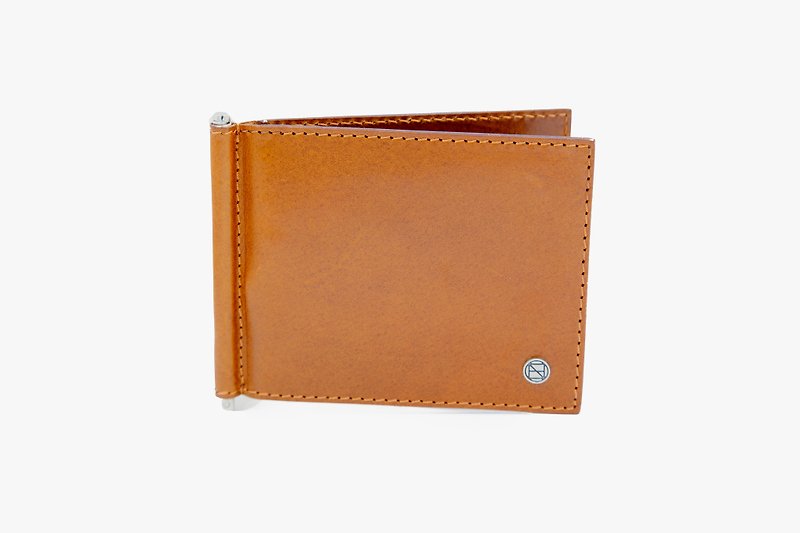 Clip Wallet / Money Clip / Leather / Card Case / Brown - กระเป๋าสตางค์ - หนังแท้ สีนำ้ตาล
