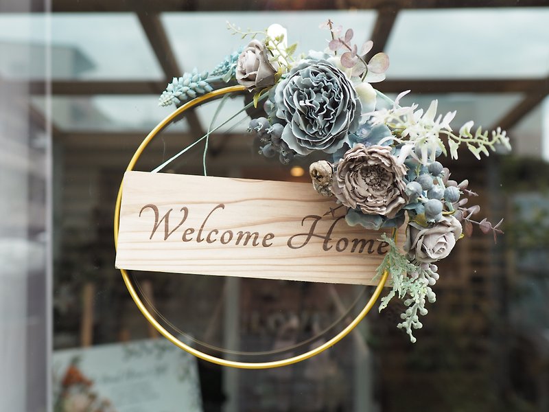 Customized realistic flower door sign - Nail studio opening, spa opening, opening flower gift, home decoration - Dried Flowers & Bouquets - Plants & Flowers Brown