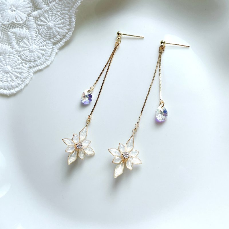 [Starburst Series-Shimmer] Resin Crystal Flower Earrings - ต่างหู - เรซิน 