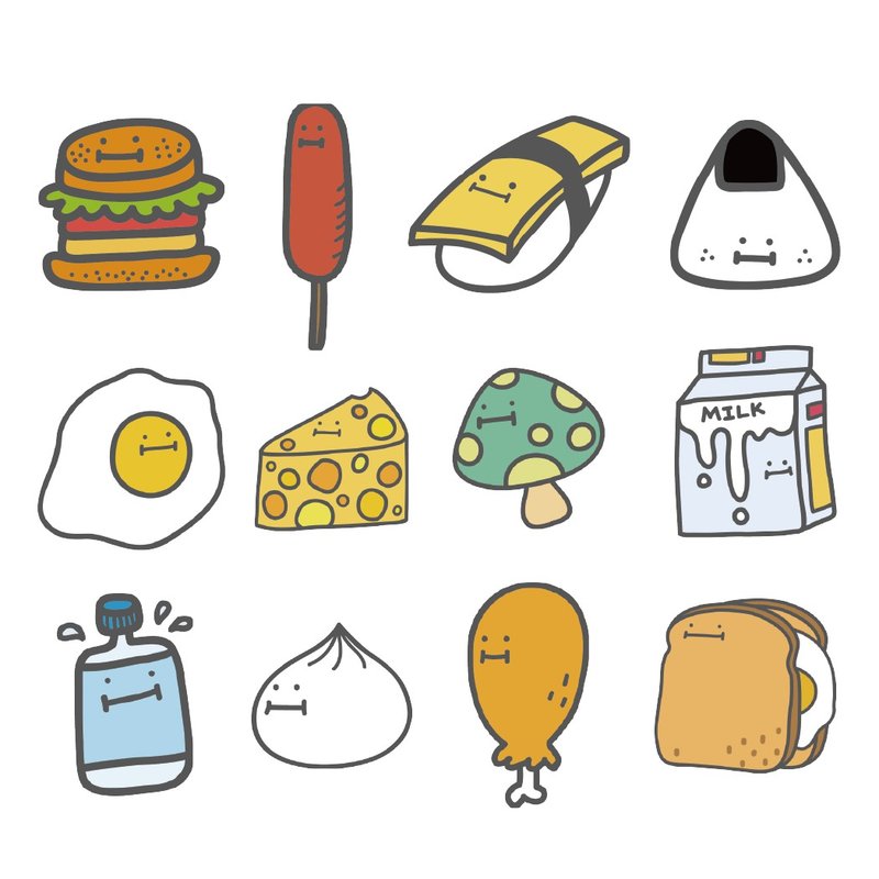 Customized Waterproof Name Sticker Food Series 12pcs/ Sticker - Stickers - Paper 