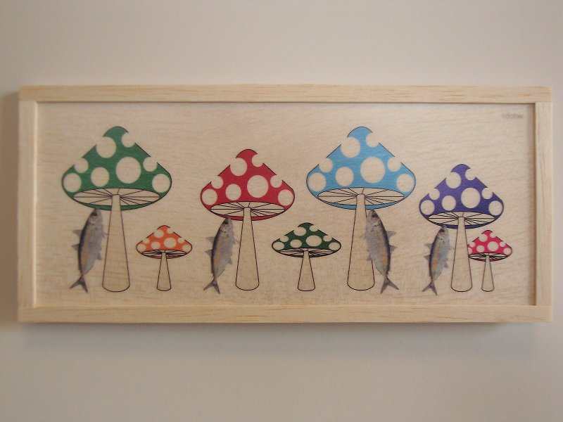 fish and mushroom - ウォールデコ・壁紙 - 木製 