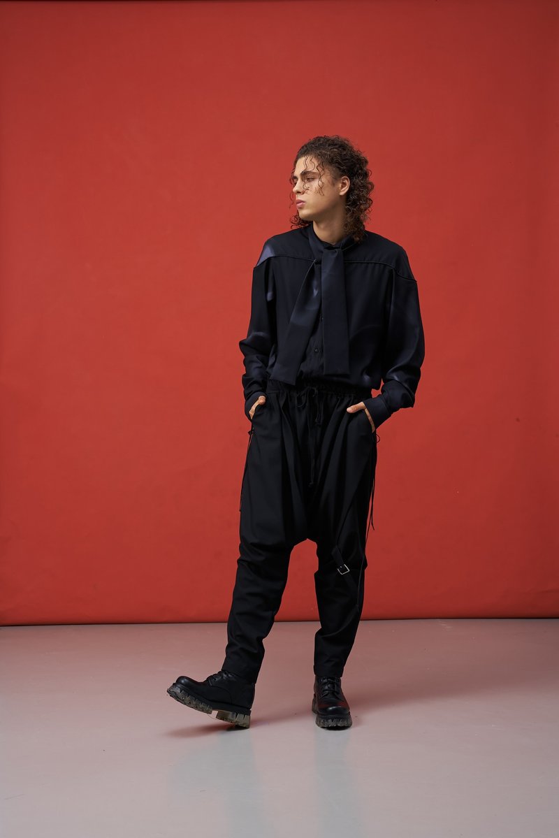 低檔褲/中性/解構可客製/春夏款/INF/SS25 - 男長褲/休閒褲 - 聚酯纖維 黑色