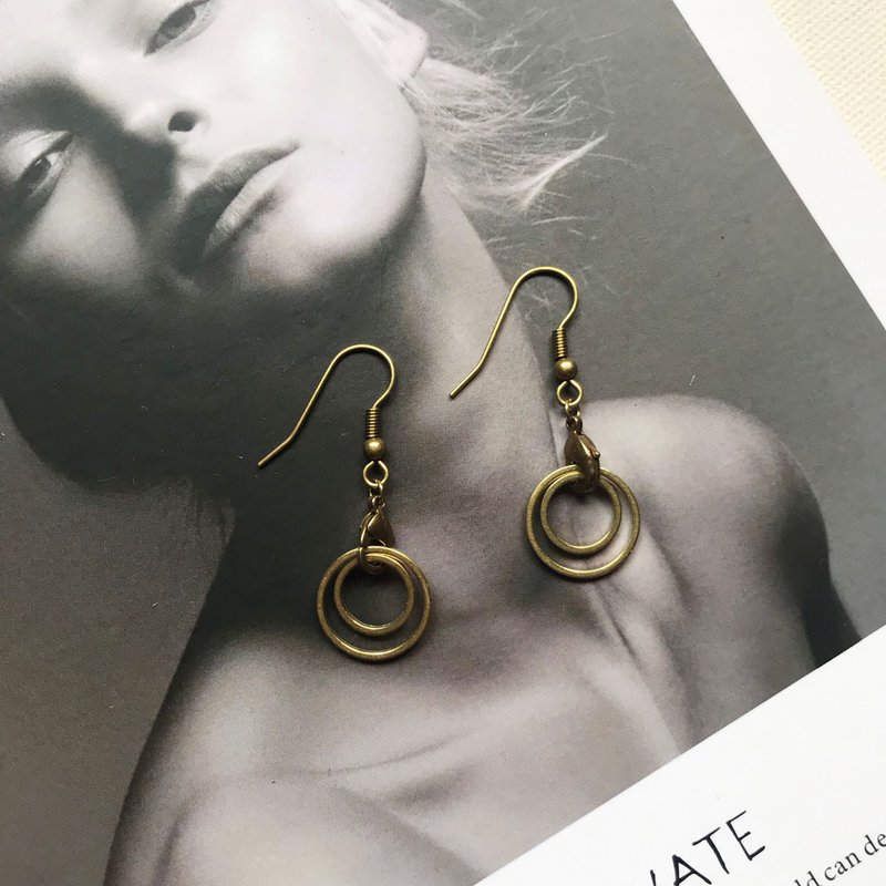 Industrial retro Bronze earrings _ (folder can be changed) - Earrings & Clip-ons - Copper & Brass Gold