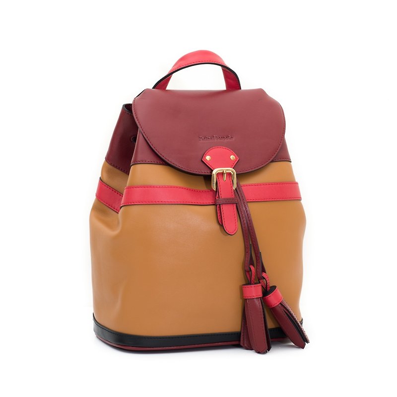 Patina leather handmade backpack - Backpacks - Genuine Leather Multicolor