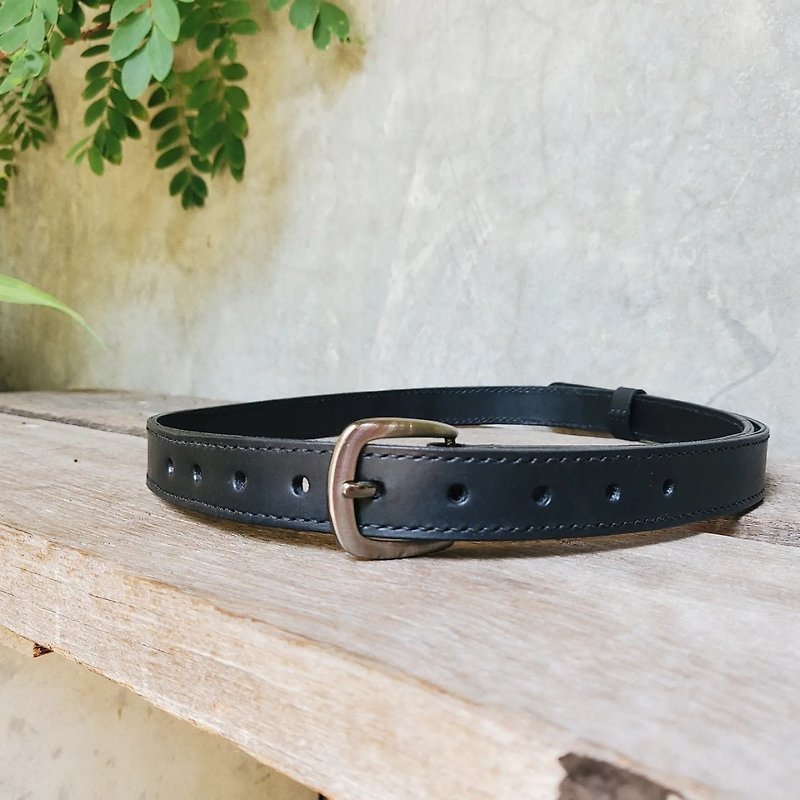 Leather belt black color - 腰帶/皮帶 - 真皮 黑色
