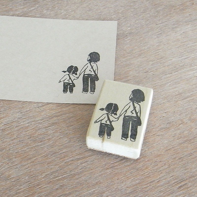Handmade rubber stamp Parent and child seeing over there - Stamps & Stamp Pads - Rubber Khaki
