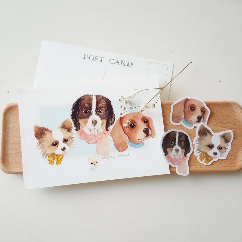 Fairy Pills Hand Drawn Postcard Stickers Set - Dog Series 5 - Cards & Postcards - Paper 