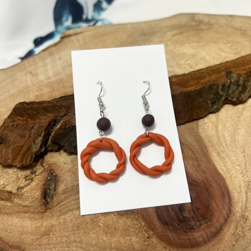 Twist Roll Earrings/ Pair - Earrings & Clip-ons - Pottery Orange