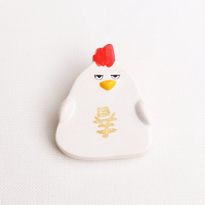 Handmade rooster  brooch - เข็มกลัด - ดินเหนียว ขาว