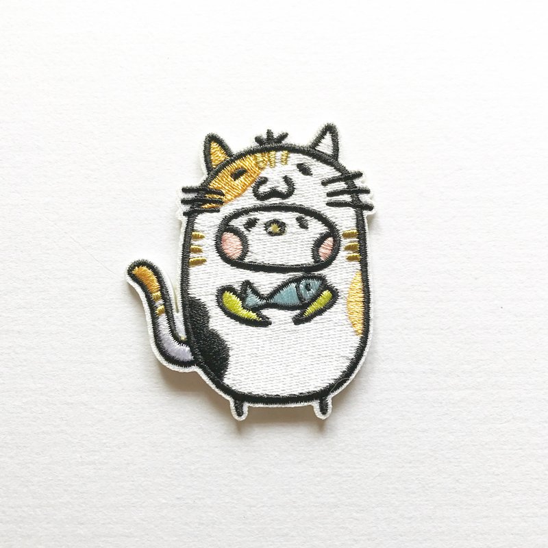 Sanhua cat cat seed embroidery piece/pin - เข็มกลัด/พิน - งานปัก สีส้ม