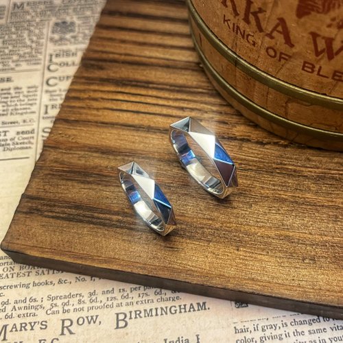 Silver Joey 【八面三角】情侶對戒 內圍可敲字客制 手工純銀戒指
