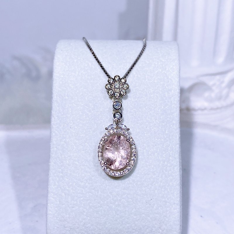 Morganite silver necklace - Necklaces - Gemstone Pink