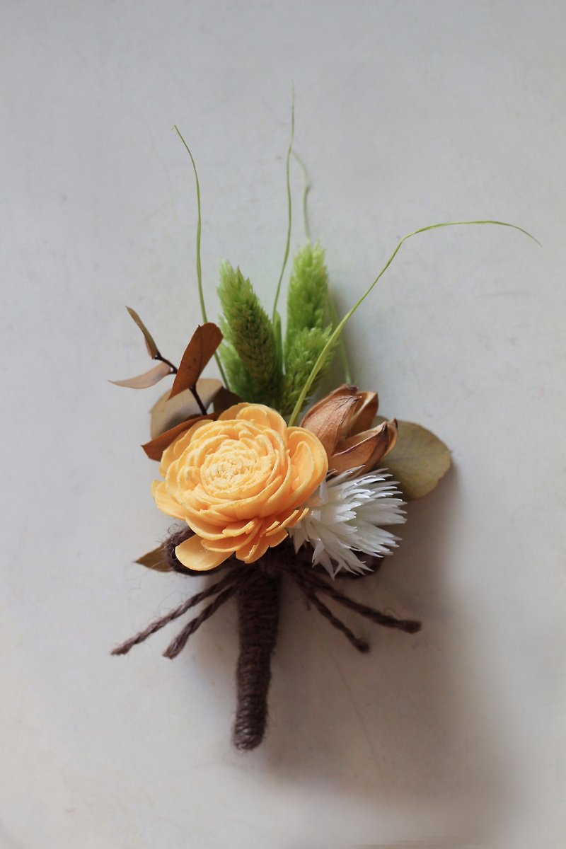 Handmade dried flower brooch [series] sun rose (orange) - Brooches - Plants & Flowers Orange