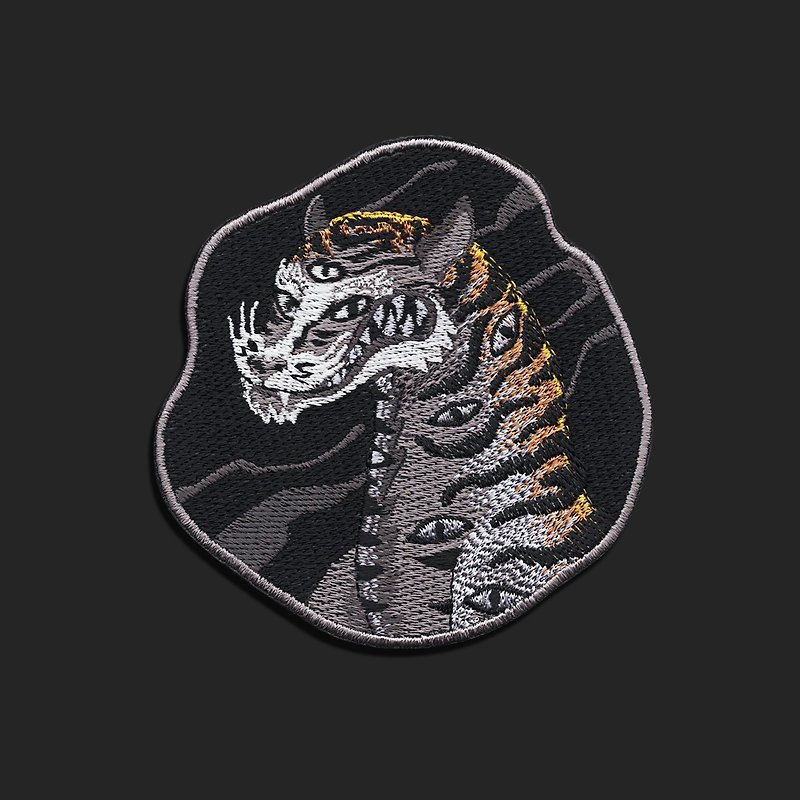 King of the jungle Tiger Patch Design - Temporary Tattoos - Thread Black