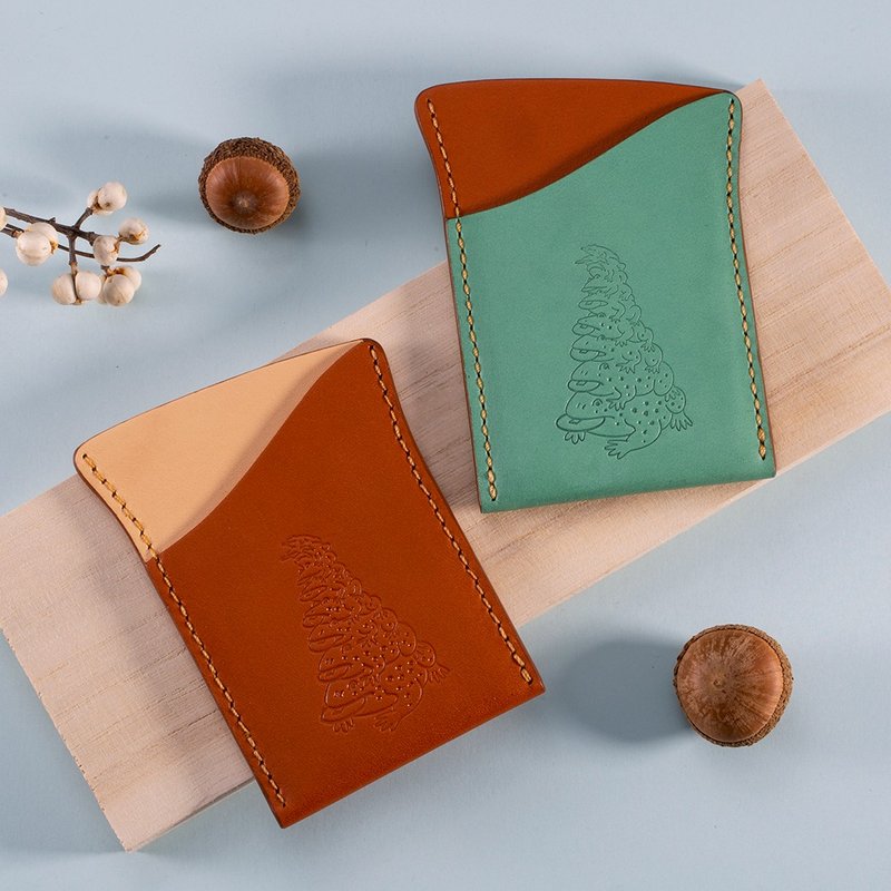 [Gift packaging] Vegetable tanned leather card holder - Card Holders & Cases - Genuine Leather Brown