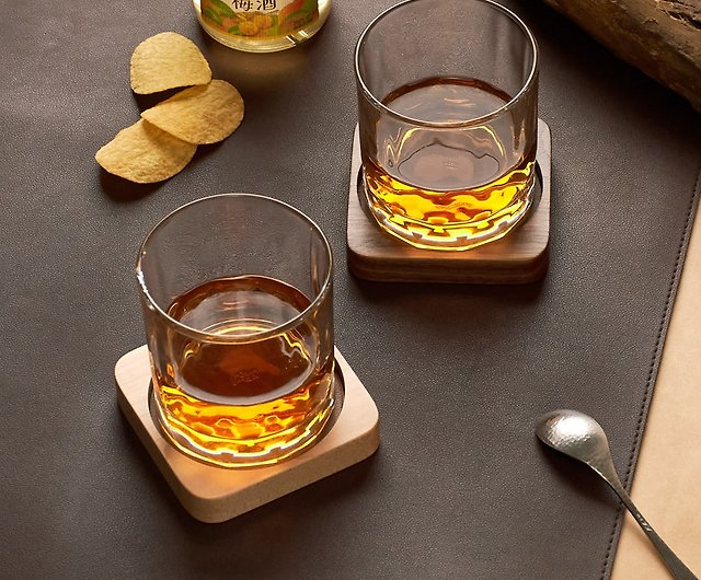 Free whiskey glass  solid wood storage tray (leather version) 2