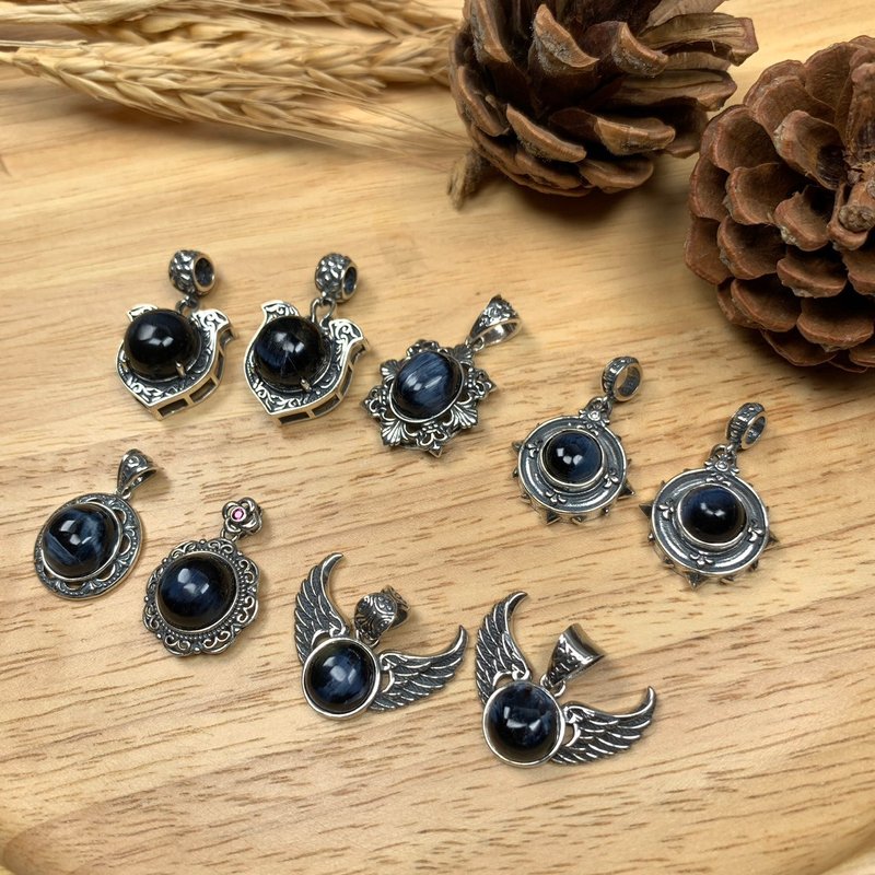 【莫名奇妙雜貨店】精品  彼得石 S925銀 項鍊 墜子 - 項鍊 - 純銀 藍色