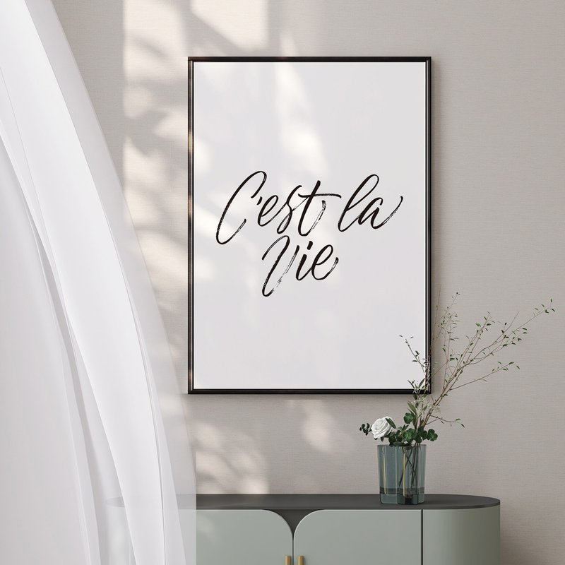 C'est La Vie - Wall Art, Home Decor, Wall Prints ,quote print, Watercolor - โปสเตอร์ - วัสดุอื่นๆ สีดำ