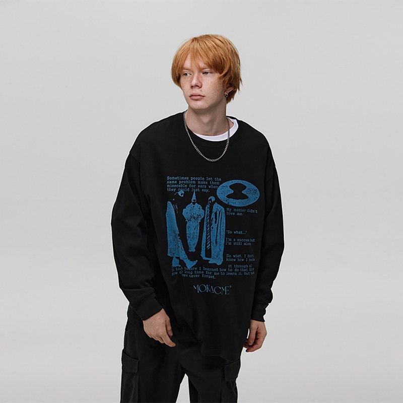 MOKACME 23FW 秋冬天方夜譚人物印花重磅300g克重雙紗棉 - 男 T 恤 - 棉．麻 黑色