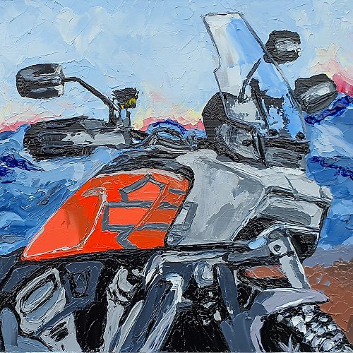 marina-fisher-art Harley Davidson Painting Pan America Motorcycle Original Art American Motorbike