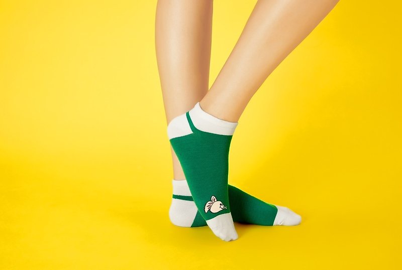 簡單襪 - 鼠船襪 - 襪子 - 環保材質 綠色