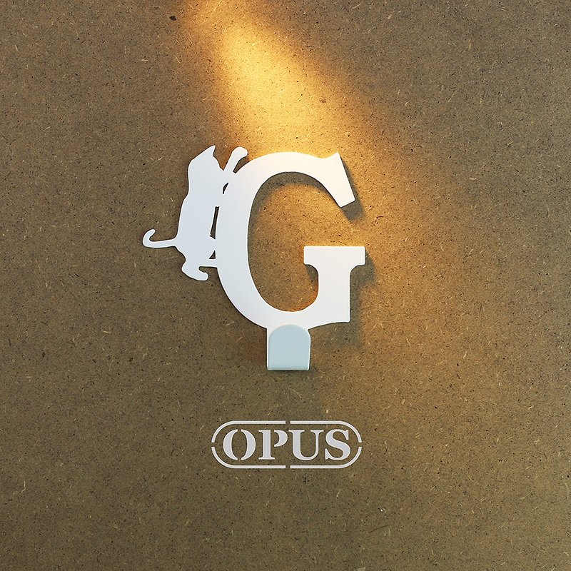 【OPUS Dongqi Metalworking】When a cat meets the letter G - Hanging hook (elegant white)/wall hanging hook - Storage - Other Metals White