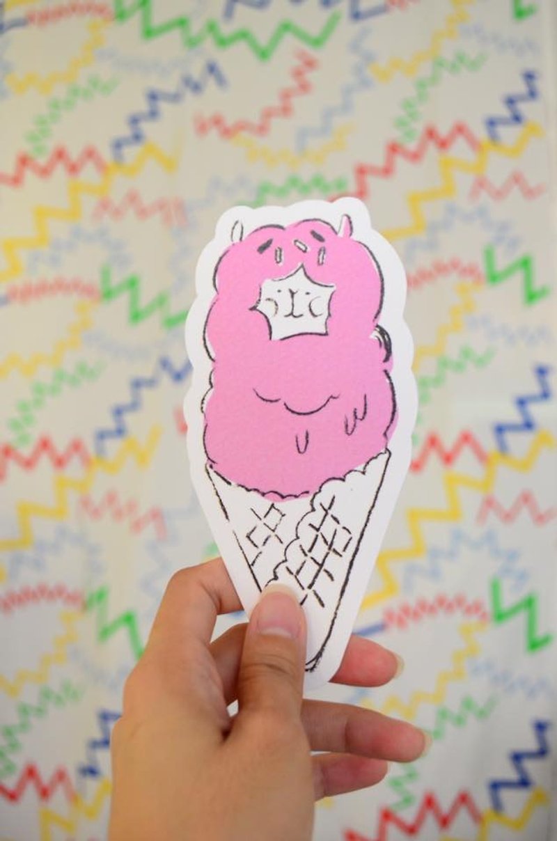 Tangerine Taro-Hand-painted style postcard. Universal Card (Alpaca Ice Cream) - การ์ด/โปสการ์ด - กระดาษ สึชมพู