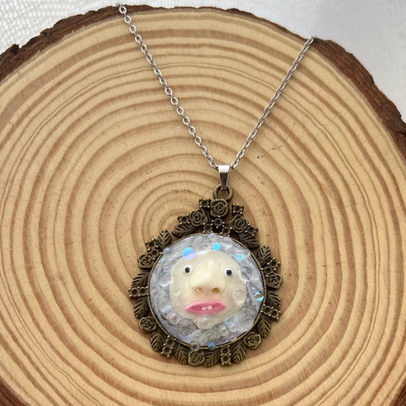 かわいい顔のネックレス - 項鍊 - 黏土 銀色