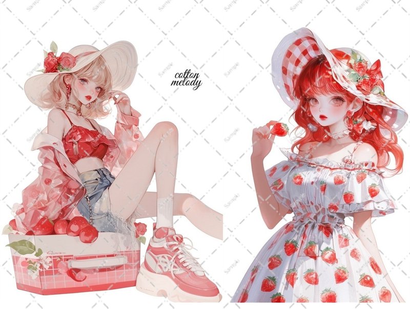 original sticker no.6594 人物ステッカー オリジナルステッカー 人物ステッカー 女の子ステッカー オリジナル人物ステッカー - 貼紙 - 紙 