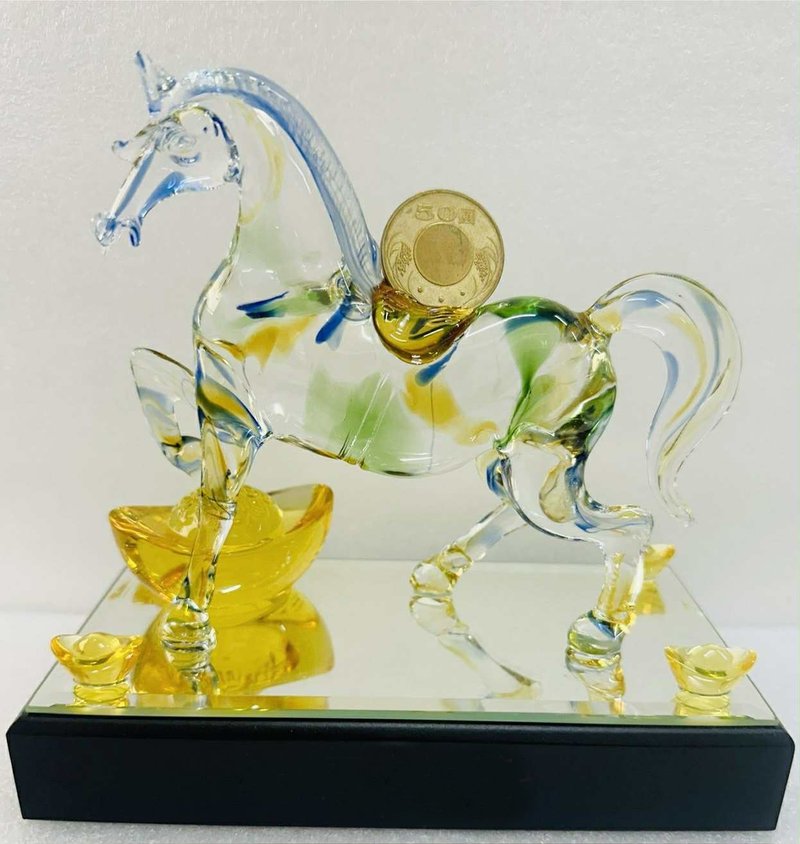 Liuli Zodiac Horse Crystal Glass Year of the Horse Earn Immediately Money Immediately - ของวางตกแต่ง - กระจกลาย 