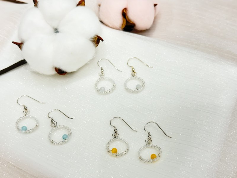 Beaded Earrings-Round Circle (316L Medical Steel Silver Style) - ต่างหู - สแตนเลส 