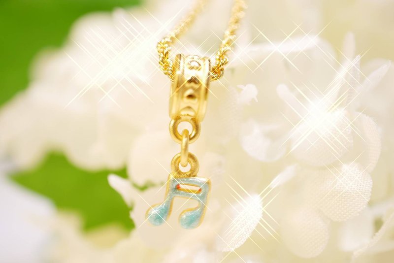 跳動音符(水藍&粉)-硬金工藝 - 項鍊 - 24k 金 金色