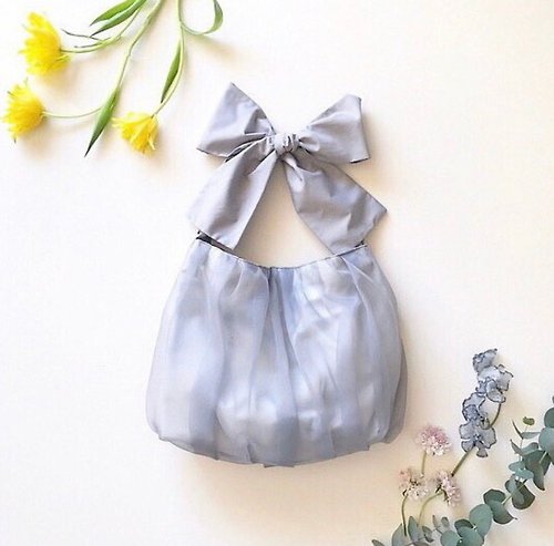 yaya-handmade 受注生産 3way ribbon tote bag black×dark gray