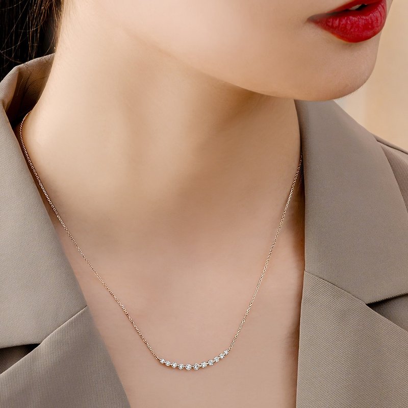 Jinghua diamond necklace pure 18K Rose Gold total 0.50 carat - สร้อยคอ - เพชร 