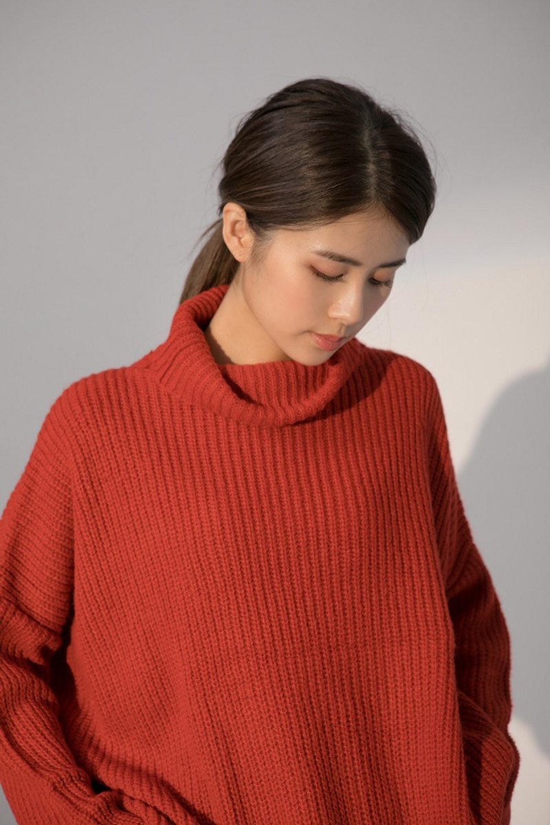 Backlight Flying Turtleneck Knit Warm Sweater Top - Tangerine Fruit - Women's Sweaters - Other Man-Made Fibers Red