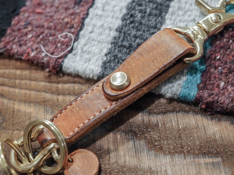 Key Chain 皮革鑰匙圈- 黃棕 - 鑰匙圈/鑰匙包 - 真皮 卡其色