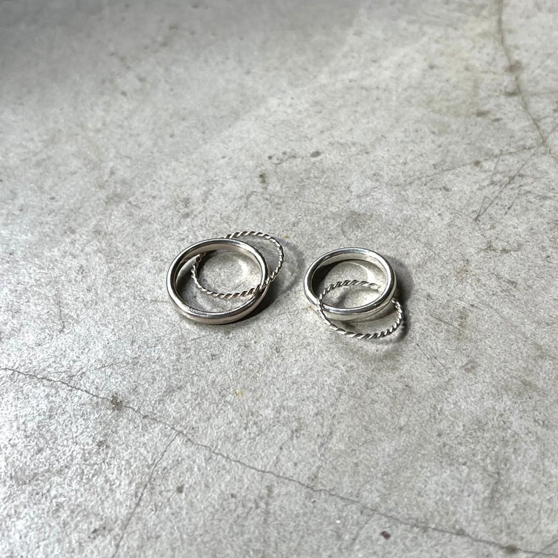 [Customized] Couple Ring・Silver Handmade Double Ring - General Rings - Sterling Silver Silver