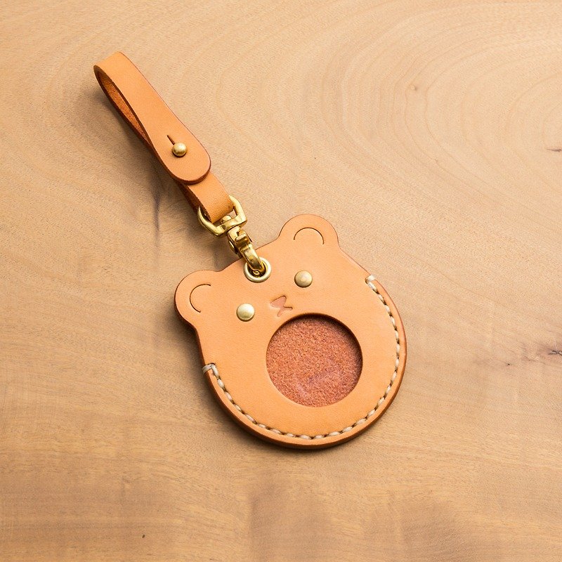 Gogoro鑰匙皮套(黃棕色-熊) - 鑰匙圈/鑰匙包 - 真皮 橘色