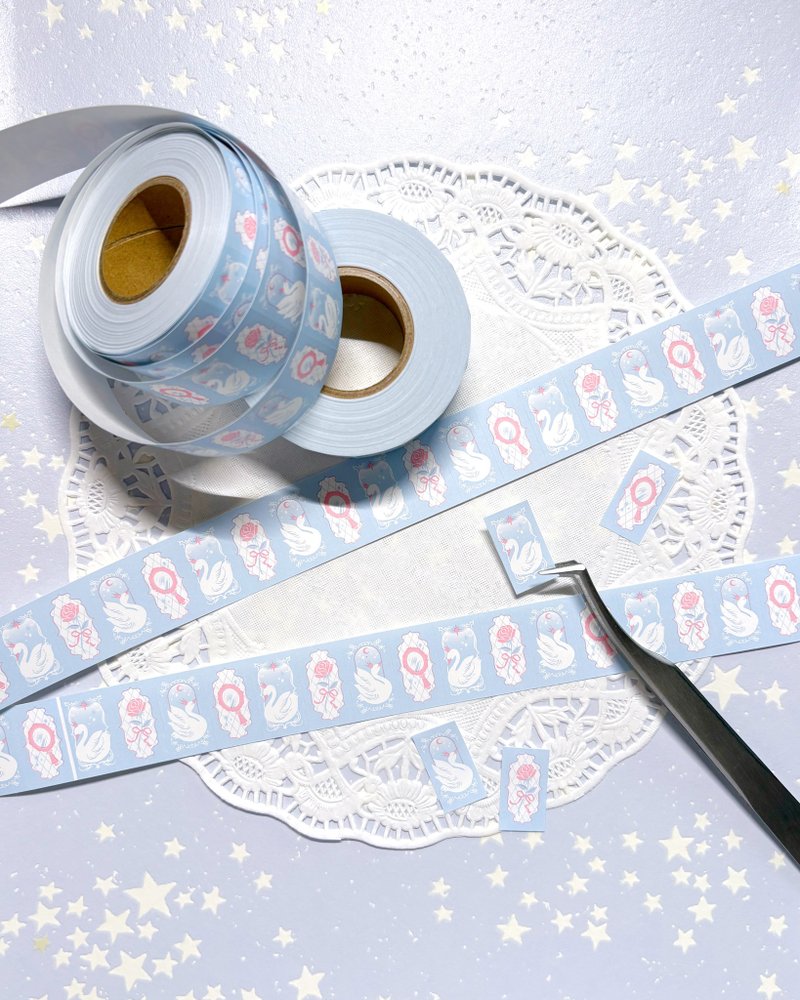 ラベラーシール　白鳥 - 貼紙 - 紙 藍色