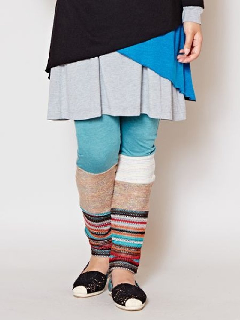 [Pre-order] ✱ ✱ Ethnic stitching Leggings (tricolor) - Women's Underwear - Cotton & Hemp Multicolor