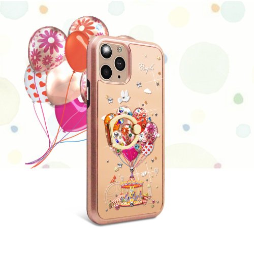apbs 雅品仕 水晶彩鑽手機殼 iPhone 11 全系列水晶彩鑽全包鏡面指環扣雙料手機殼-夢想氣球