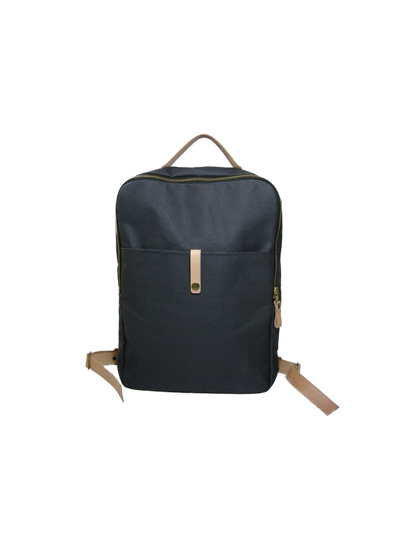 正方形のWenqingのバックパック（キャンバス）ZUO ZUO手作りの革のバックパックとして__made - リュックサック - 革 ブルー