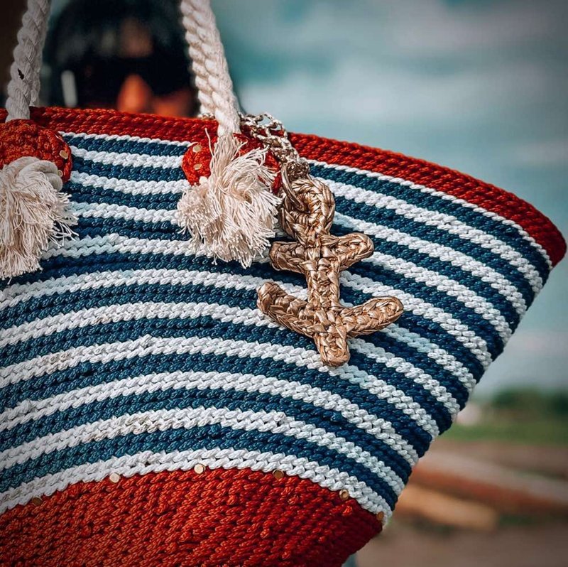 Crochet pattern anchor pendant PDF digital and video tutorial bags charm - 手工藝教學/工具書 - 其他材質 