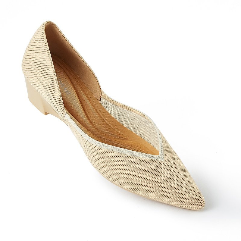 Pointed Toe Wedge Heel Simple Colorblock Series | Apricot 5762 - High Heels - Other Man-Made Fibers Khaki