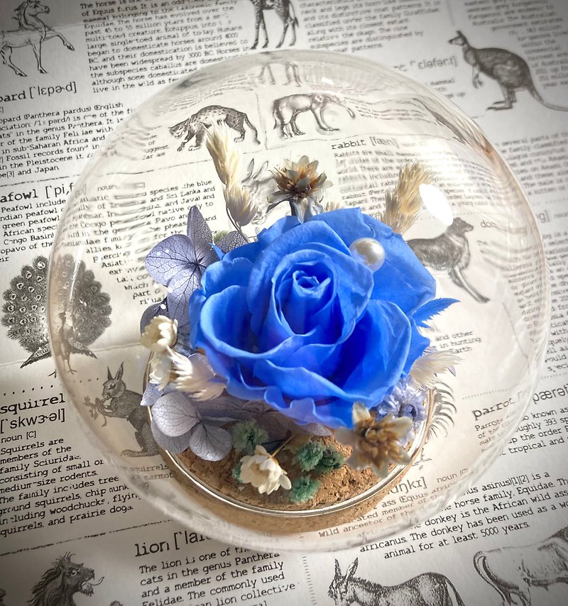 Blue Fairy Glass Flower Cup Birthday Gift Housewarming Zhixi Graduation Gift - ช่อดอกไม้แห้ง - พืช/ดอกไม้ สีน้ำเงิน