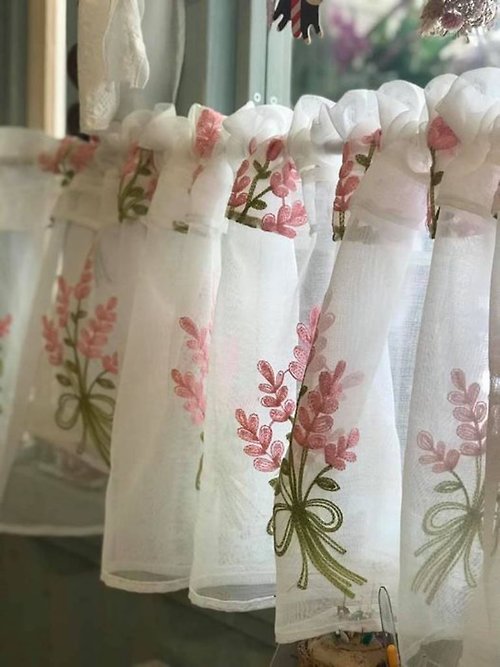 歐蕾塔生活雜貨店 歐蕾塔生活雜貨-粉色薰衣草雙層紗簾