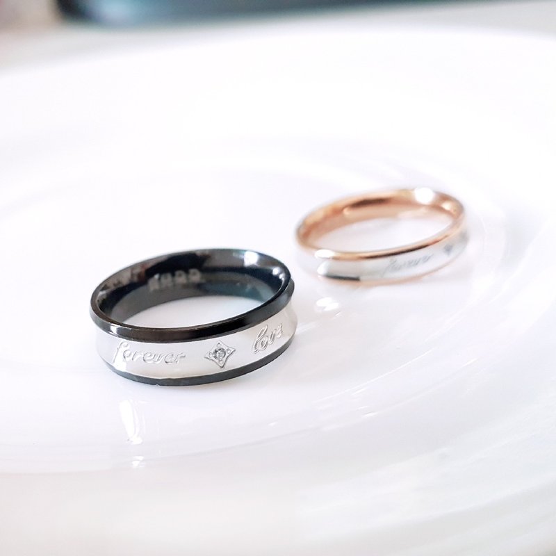 Eternal love. Men's and Women's White Steel Rings #9-#19 - แหวนทั่วไป - สแตนเลส สีดำ