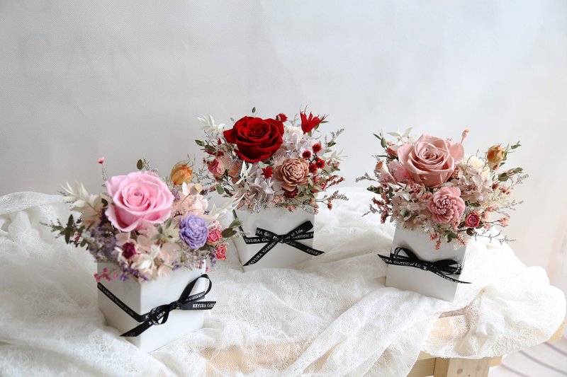 T06 red-pink/pink-purple eternal rose table flower - ช่อดอกไม้แห้ง - ดินเผา 