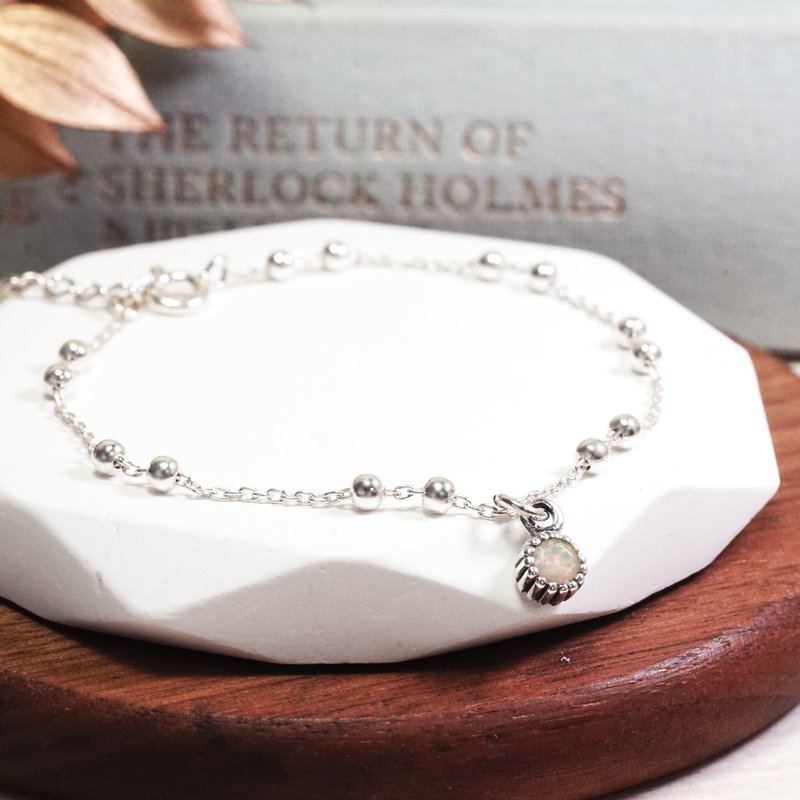 Libra constellation guardian Stone birthday gift 925 sterling silver bracelet double bead design girl gift - สร้อยข้อมือ - เงินแท้ หลากหลายสี