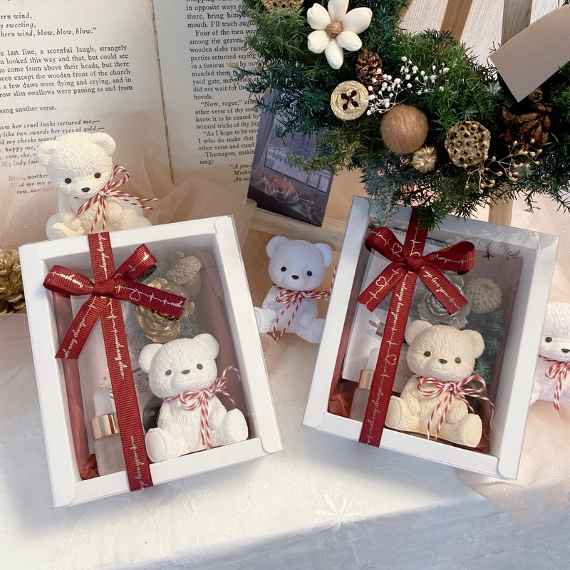 [Christmas Gift Box] Teddy Diffusing Stone Fragrance Dried Flower Gift Box Christmas Exchange Gift - น้ำหอม - วัสดุอื่นๆ หลากหลายสี